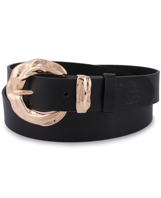 Skórzany pasek damski do spodni sukienki czarna skóra nat 3 cm Beltimore D96