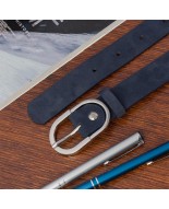 Skórzany pasek damski do spodni sukienki granatowy skóra nat. zamszowa 3 cm Beltimore D98