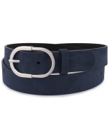 Skórzany pasek damski do spodni sukienki granatowy skóra nat. zamszowa 3 cm Beltimore D98