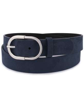 Skórzany pasek damski do spodni sukienki granatowy skóra nat. zamszowa 3 cm Beltimore D98