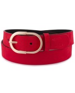 Skórzany pasek damski do spodni sukienki czerwony skóra nat. zamszowa 3 cm Beltimore E51