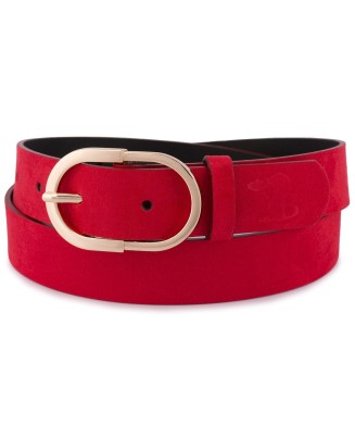 Skórzany pasek damski do spodni sukienki czerwony skóra nat. zamszowa 3 cm Beltimore E51
