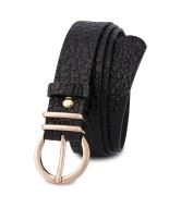 Skórzany pasek damski do spodni sukienki skóra croco czarna 3 cm Beltimore E55