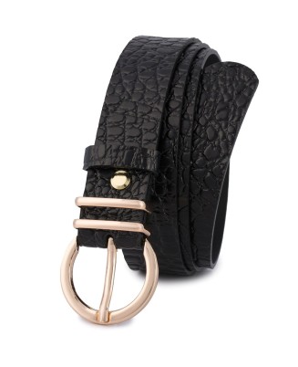 Skórzany pasek damski do spodni sukienki skóra croco czarna 3 cm Beltimore E55