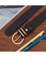 Skórzany pasek damski do spodni sukienki skóra croco czarna 3 cm Beltimore E55