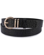 Skórzany pasek damski do spodni sukienki skóra croco czarna 3 cm Beltimore E55