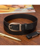 Skórzany pasek damski do spodni sukienki czarny skóra nat 3 cm Beltimore D92