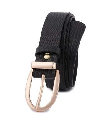Skórzany pasek damski do spodni sukienki czarny skóra nat 3 cm Beltimore D92