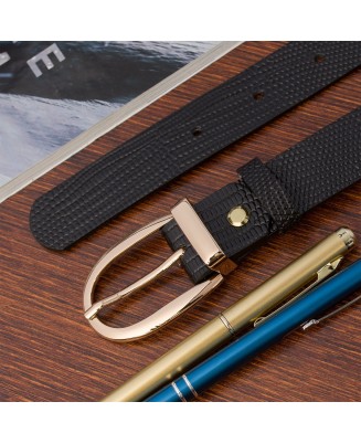 Skórzany pasek damski do spodni sukienki czarny skóra nat 3 cm Beltimore D92