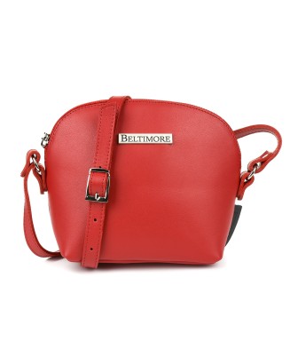 Czerwona torebka na pasku, mała skórzana torebka damska, elegancka torebka Beltimore N22