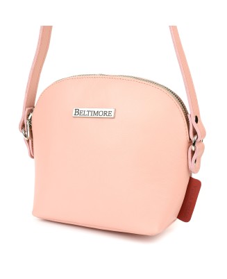 Pudrowo-różowa torebka na pasku, mała skórzana torebka damska, elegancka torebka Beltimore N22