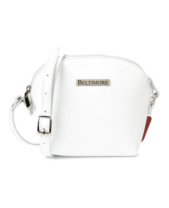 Biała torebka na pasku, mała skórzana torebka damska, elegancka torebka Beltimore N22