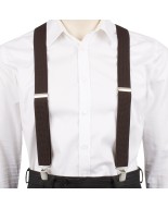 Szelki do spodni męskie eleganckie mocne V brązowe SZ2