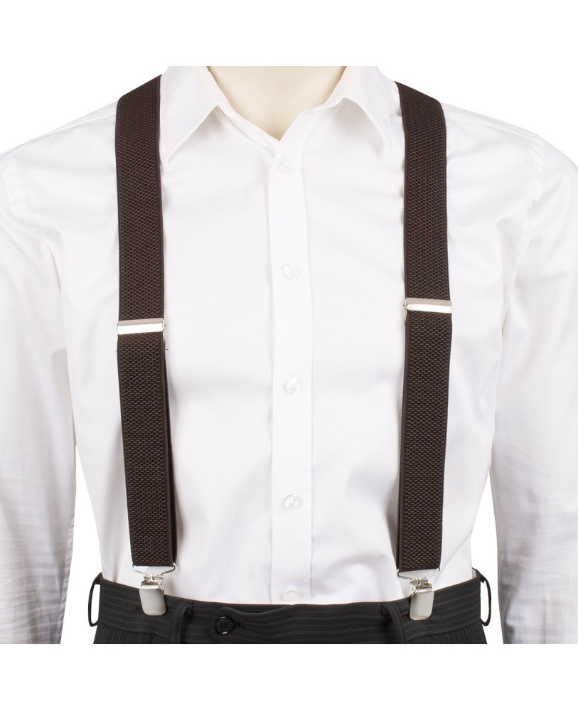 Szelki do spodni męskie eleganckie mocne V brązowe SZ2