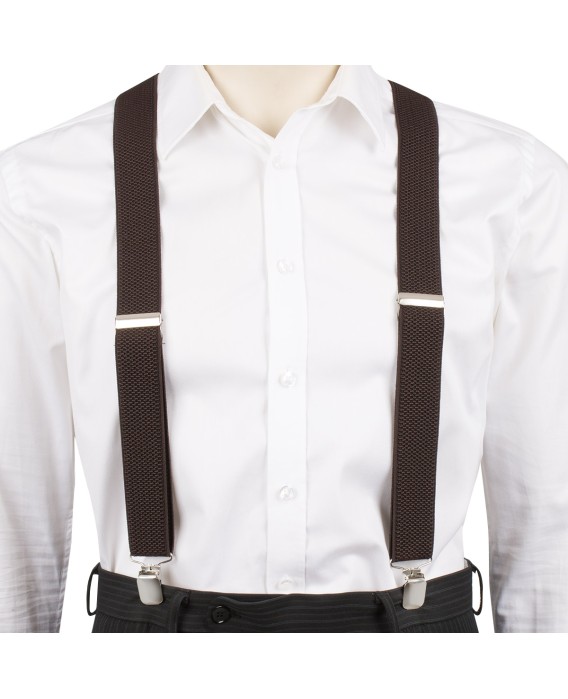 Szelki do spodni męskie eleganckie mocne V brązowe SZ2