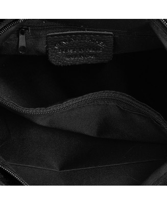 Czarna torebka worek, skórzana torba damska, włoska torebka L81