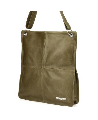 Oliwkowa duża torba torebka skórzana A4 na ramię shopper Beltimore 972