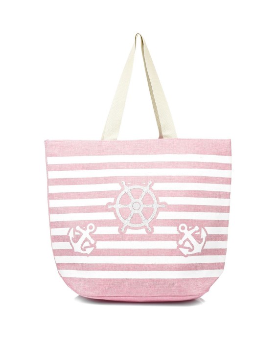 Różowa Duża torba plażowa na plażę torebka shopper lekka T65
