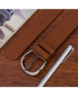 Skórzany pasek damski do spodni sukienki brązowy skóra nat 4 cm Beltimore D87