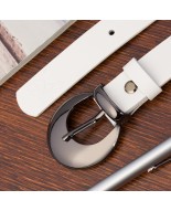 Skórzany pasek damski do spodni sukienki biała skóra nat 2,5 cm Beltimore O03