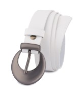 Skórzany pasek damski do spodni sukienki biała skóra nat 2,5 cm Beltimore O03