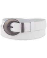 Skórzany pasek damski do spodni sukienki biała skóra nat 2,5 cm Beltimore O03