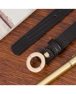 Skórzany pasek damski do spodni sukienki czarna skóra nat 1,8 cm Beltimore O14