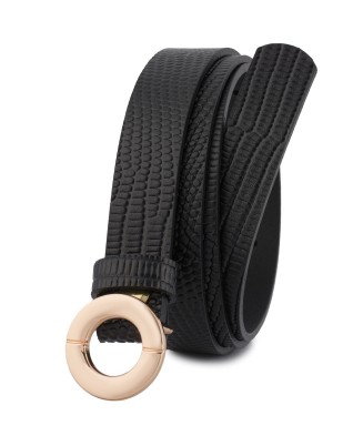 Skórzany pasek damski do spodni sukienki czarna skóra nat 1,8 cm Beltimore O14