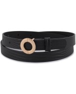 Skórzany pasek damski do spodni sukienki czarna skóra nat 1,8 cm Beltimore O14