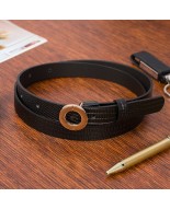 Skórzany pasek damski do spodni sukienki czarna skóra nat 1,8 cm Beltimore O14